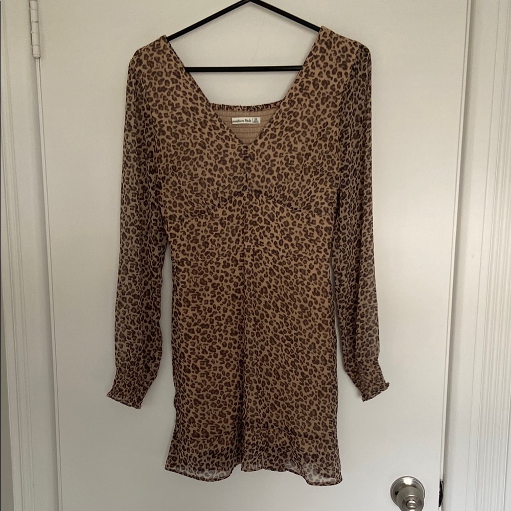 Leopard Print Long Sleeve Dress